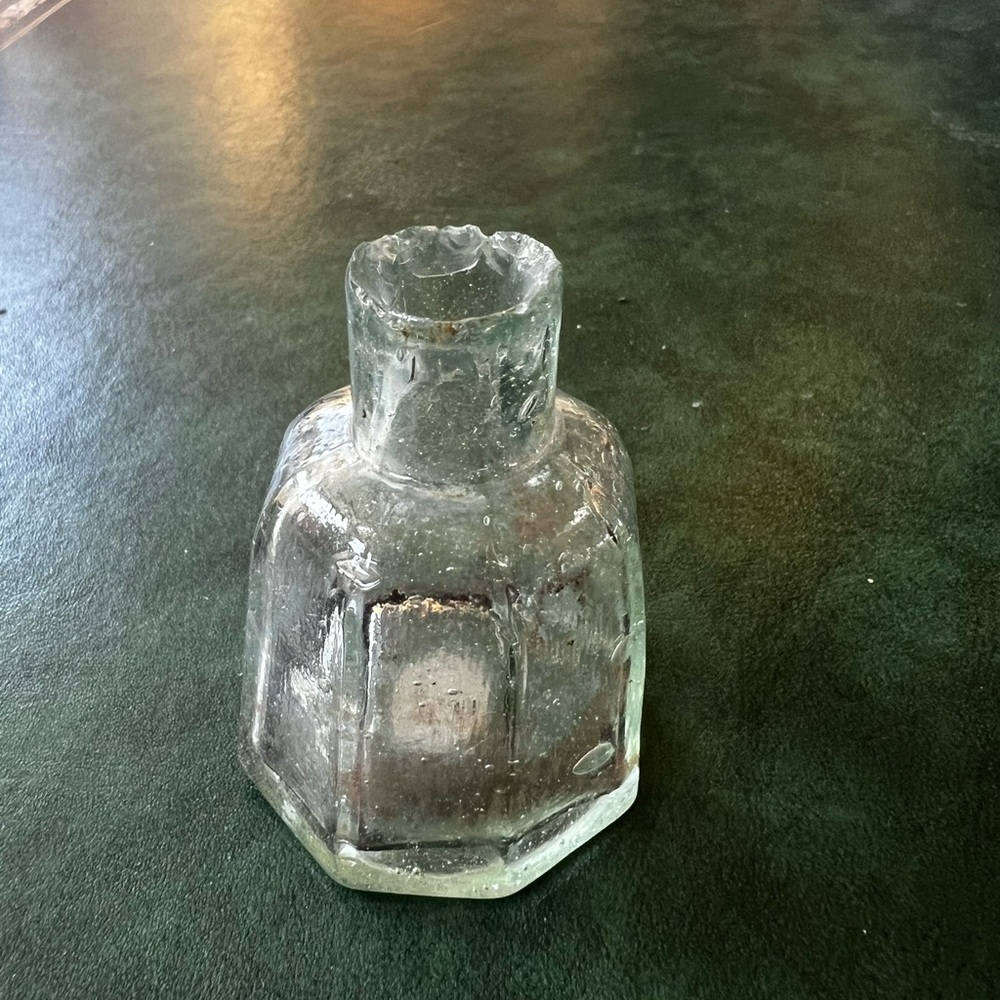 Antique Vintage Glass Inkwell 1800s - Picture 2 of 5